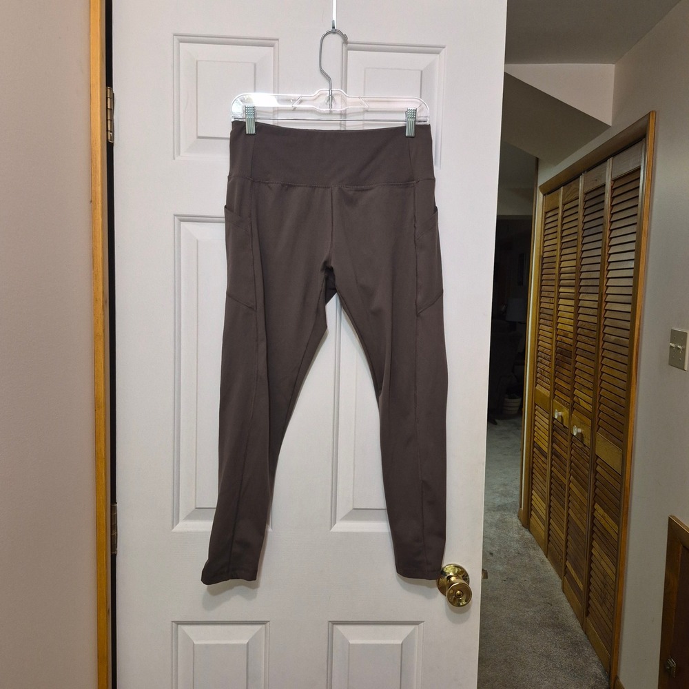 Absolutely Fit Womens Brown High Rise Side Pocket Activewear Leggings Size L